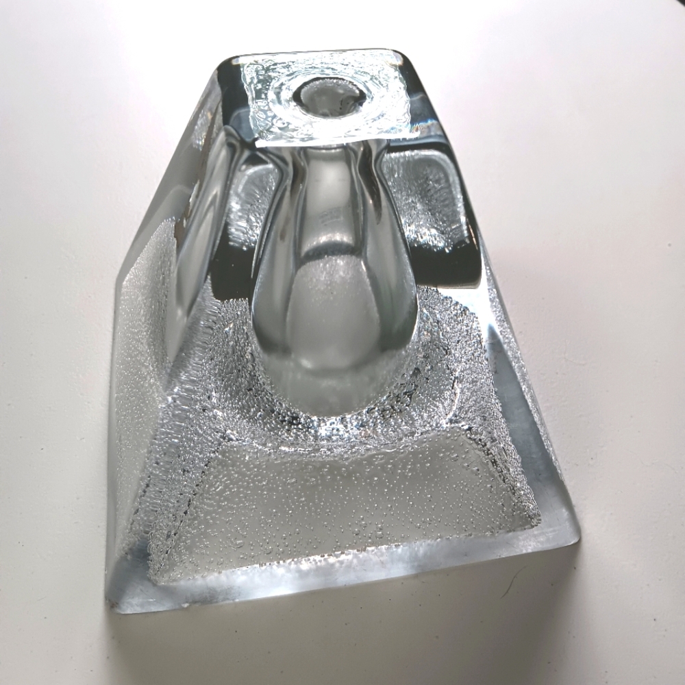 Hand blown Polish bubbled Crystal Oil Lamp. Crystal Art Associates.